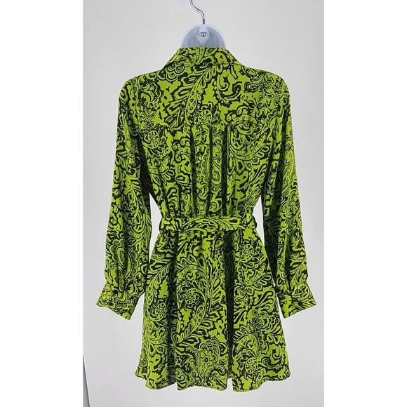 Zara women's paisley wrap dress green Sz Small witchy office party fall festive - Picture 3 of 9